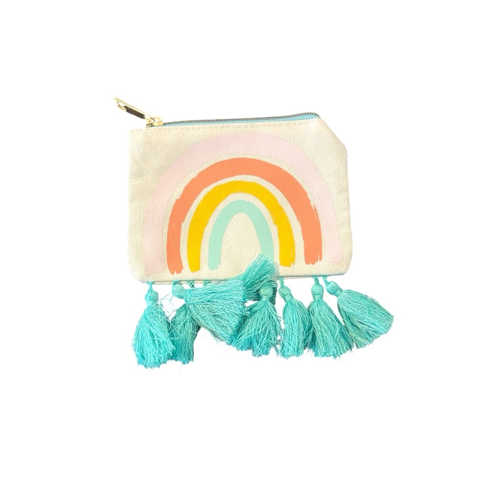 Urban Outfitters Rainbow Tassel Zippered Makeup Bag